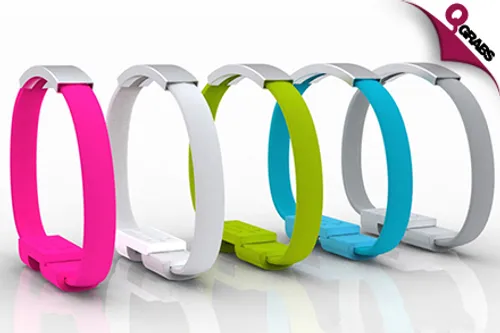 From QR25 Grab a USB Cable Bracelet for iPhones - Choose from 5 Fun Bracelet Colors! (Up to QR225 Value)